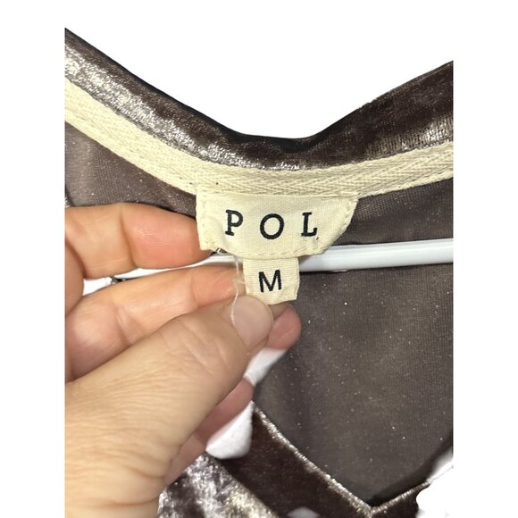 Crushed Velvet V-Neck Short-Sleeve Top By POL - Medium - Picture 2 of 4